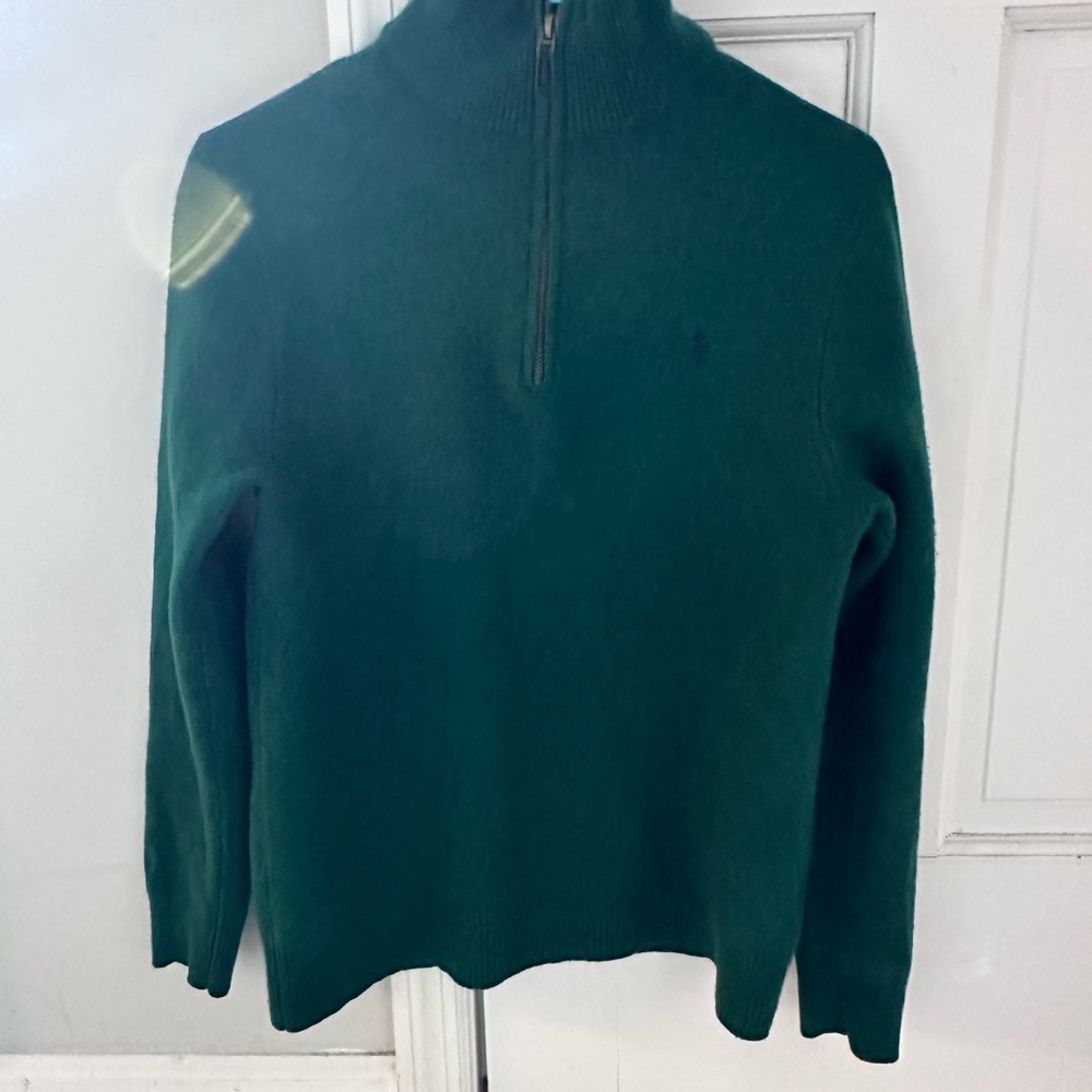 Ralph Lauren cashmere wool Forest Green Zip-Up Sweater